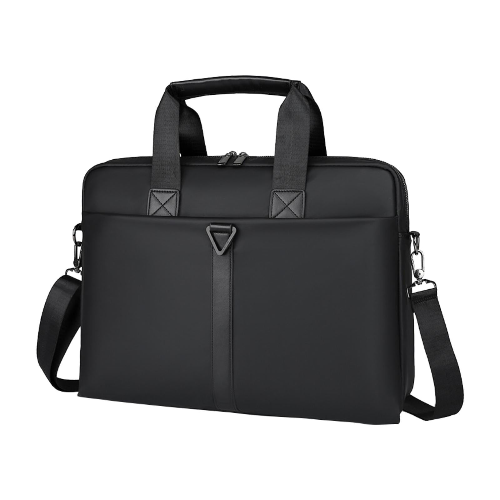 Wxqbjtam Mens Business Bag Briefcase with Shoulder Strap Large Capacity Handbag Crossbody PULeather Film Black