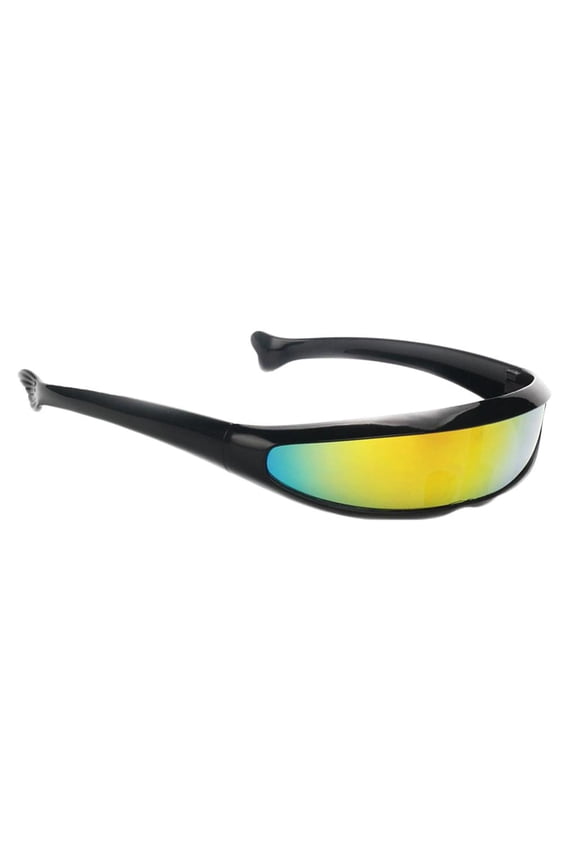 Novelty Futuristic Narrow Black Frame Mirrored Lens Visor Robocop Sunglasses A 8