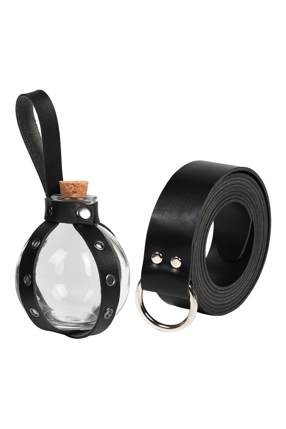 PU Leather Belt Medieval Belt 240cm Medieval Cosplay Costume Set Cosplay Costume rings black