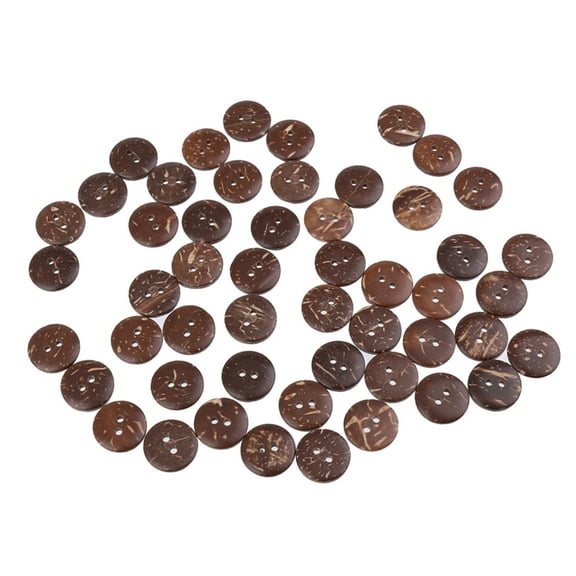 Wxqbjtam Pack of 50 Carved Brown Round Coconut Wood Buttons for Sewing DIY Crafts