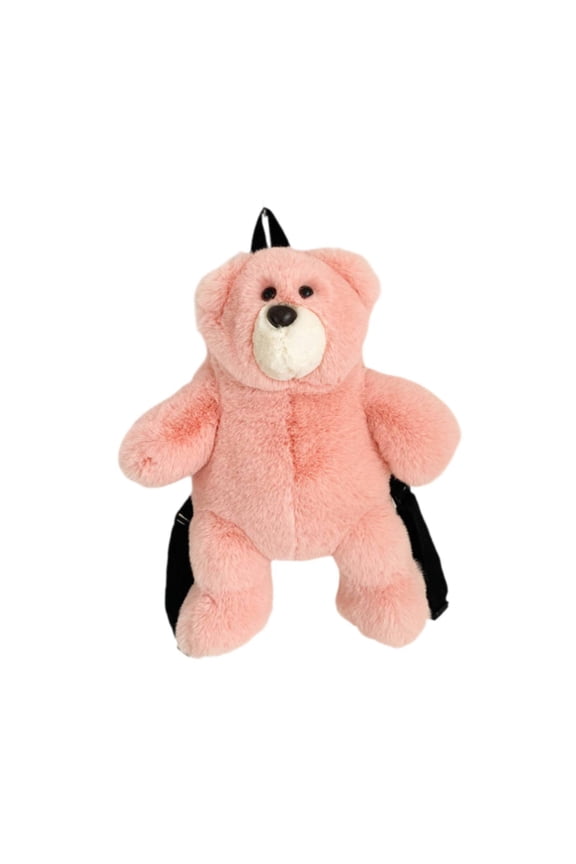 Plush Bear Backpack Cartoon Fashion Adjustable Shoulder Strap Birthday Gift Soft Pink