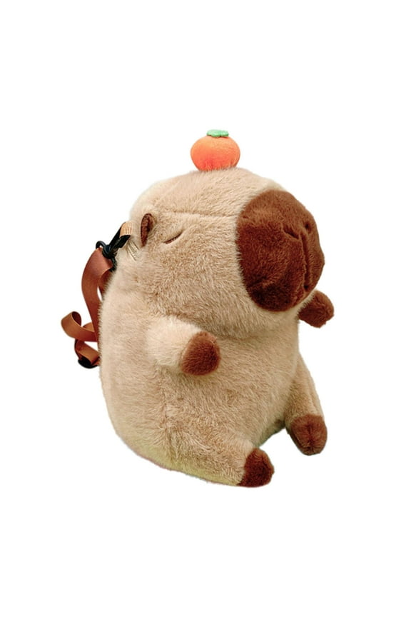 Plush Capybara Backpack Casual Stuffed Animal Backpack Stylish Funny Lightweight Khaki