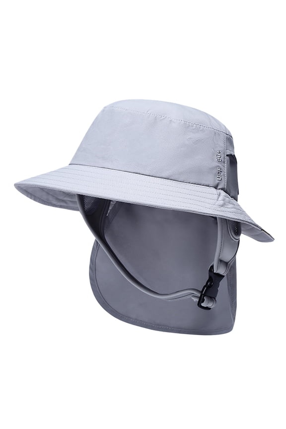 Portable Surf Bucket Hat Neck Cover Visor for Surfing Boating Beach Gray