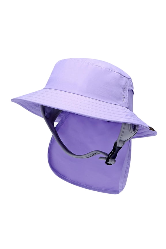 Portable Surf Bucket Hat Neck Cover Visor for Surfing Boating Beach Purple