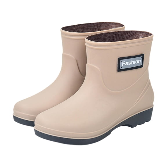 Wxqbjtam Rain Boots Waterproof Thickened Trendy Weatherproof Protective Footwear Mid Calf