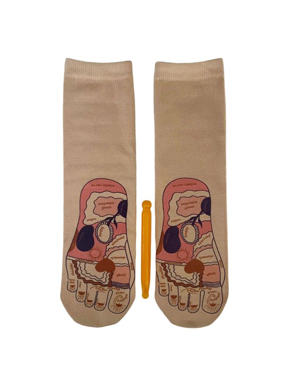 Reflexology Socks with Zones Marked Hosiery Massage Auxiliary Foot Massage Socks 30cm