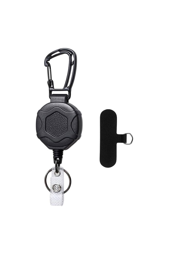 Retractable Keychain with Phone Tether Compact Multipurpose Sturdy Heavy Duty ID Style A