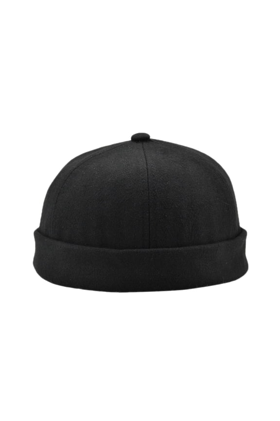 Retro Urban Street Docker Hat Brimless Skullcap Sailor Beanie Hat Black