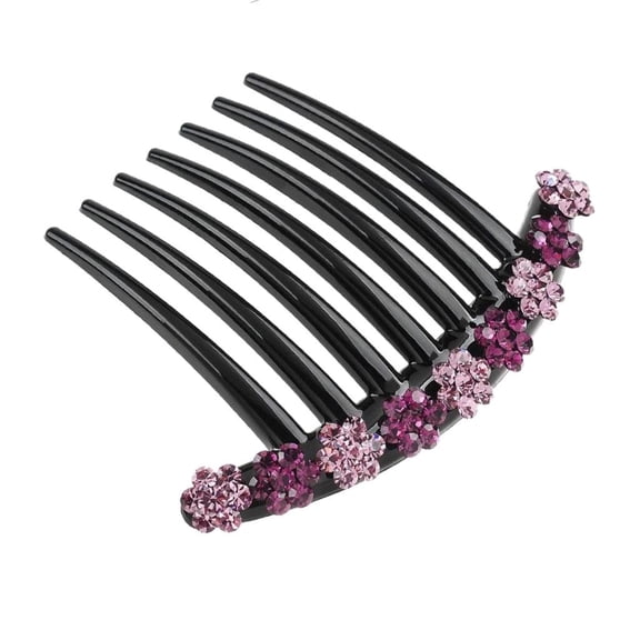 Wxqbjtam Rhinestones Hair Comb Clip Updo Bun Maker Bridal Hair Styling Tool - Purple