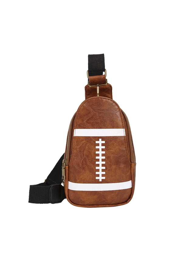 Rugby Chest Bag Daypack Fashion Men Women Pouch Wide Strap Shoulder Backpack for Dark Brown