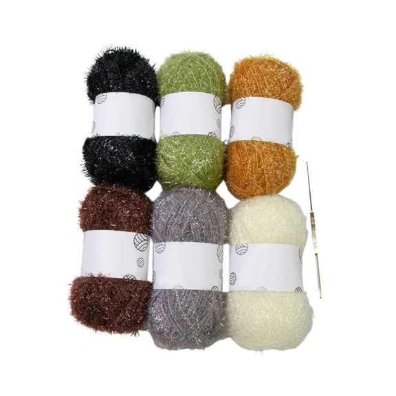 Wxqbjtam Scrubby Yarn for Dishcloths Assortment Accessories 6 Skeins No Easy to Dry Craft Style C