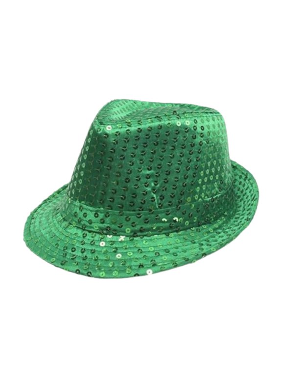 Sequin Bowler Hat Disco Cap Party Prop Cowgirl Hats for Outdoor Beach Roles Play Green