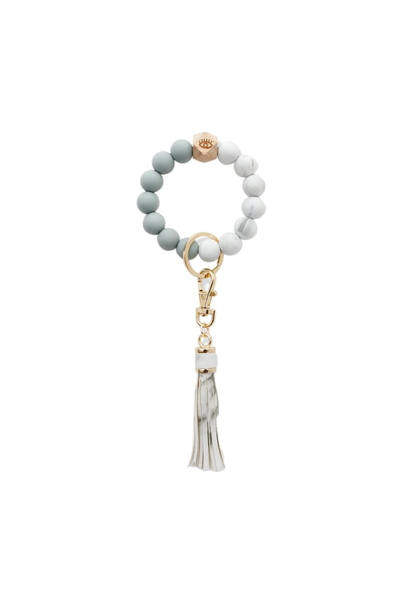 Silicone Bead Keyring Bracelet Wristlet Bangle w/ Tassel Keychain A A