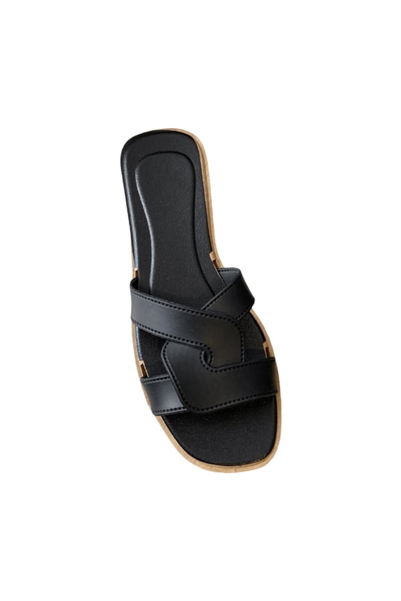 Slide Sandals Low Heel Lightweight Flat Shoes Footwear Minimalist Open Toe Women 36 to 37