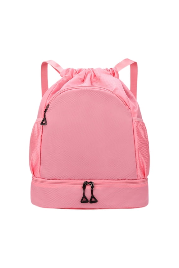 Sports Backpack with Drawstring And Shoe Compartment, Travel , Rucksack, Wet Bag Pink