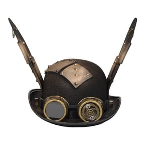 Wxqbjtam Steampunk Hat with Goggles Black Top Hat with Bunny Ears Removable Costume Party