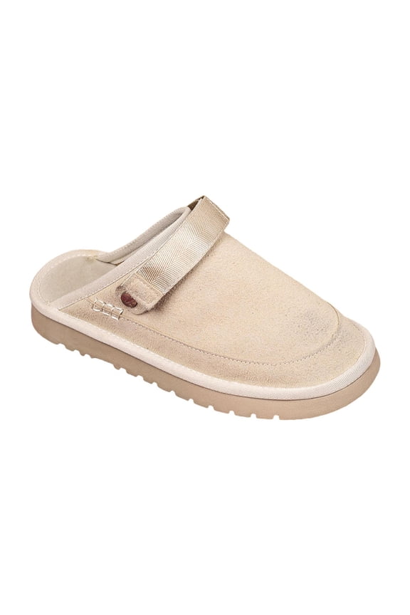 Suede Clogs Adults Slip on Footbed Work Shoes Thick Soled Adjustable Strap Mules 42