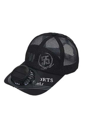 Sun Visor Hat with Fan Solar Powered Breathable Adjustable Summer Sun Protection Black