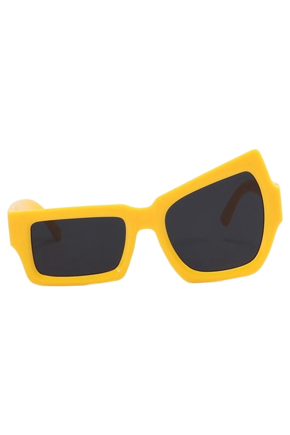 Sunglasses, UV , Retro Asymmetric Unisex Novelty Eyewear, Funny Glasses for Yellow