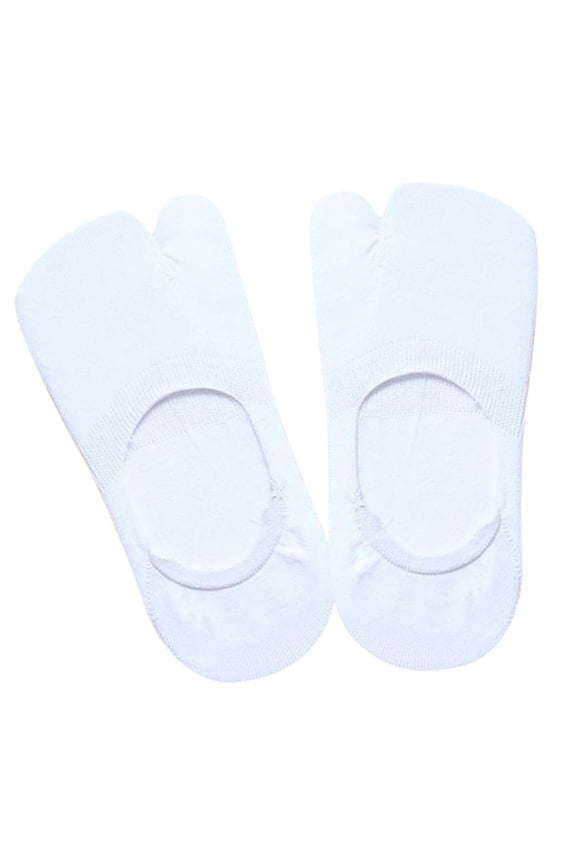 Tabi Split Toe Socks Two Toe Non Slip Low Cut Flat No Show Boat Socks White