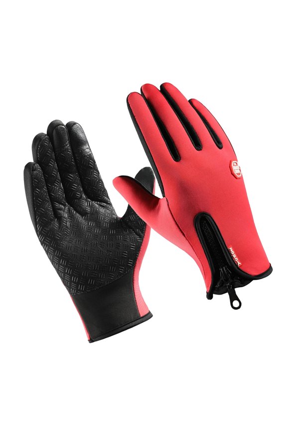 Thermal Winter Gloves Non-slip Waterproof Cold Weather Windproof Warm Gloves for Red
