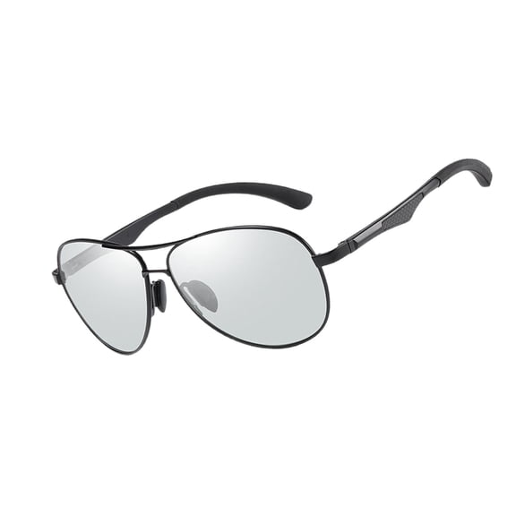 Wxqbjtam Trendy Photochromic Sunglasses Metal Frame, Day and Night Driving Glasses Gray Lens