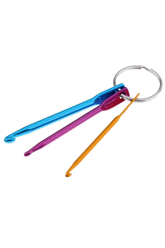 Useful Aluminum Keychain Crochet Hooks DIY Crafts Tools Knitting Needles Set