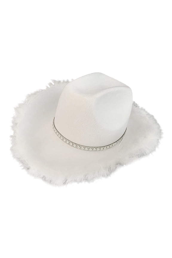 Western Cowboy Hat Crystal Beaded Fedoras Caps Adult Wide Brim Party Outdoor Hats Costume Accessories