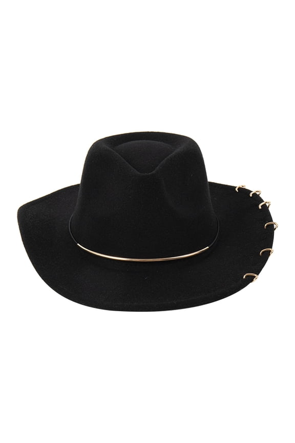 Western Cowboy Hat Photo Props Classic Versatile Big Brim Cowgirl Hat for Winter Black