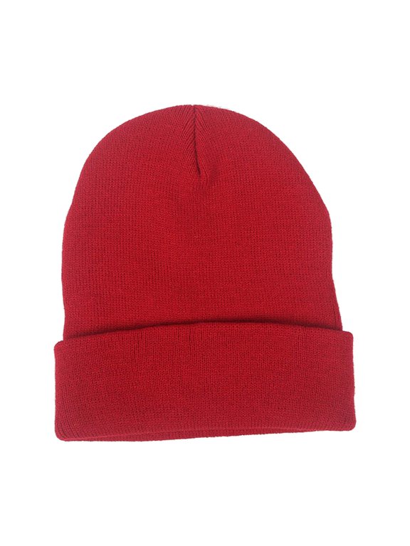 Winter Knitted Hat Beanie Comfortable Adults Men Women Cold Weather Hat Headgear Rose Red