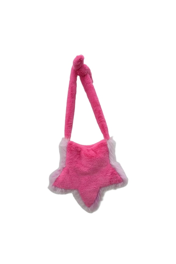Women Five Pointed Star Shaped Crossbody Bag Bag Zipper Closure Bag for New Year Rose Red Pink