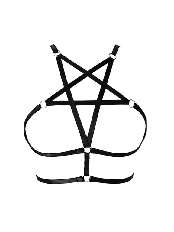 Women Harness Bra Cage Bralette Cupless Lingerie Elastic Pentagram for Nightclub