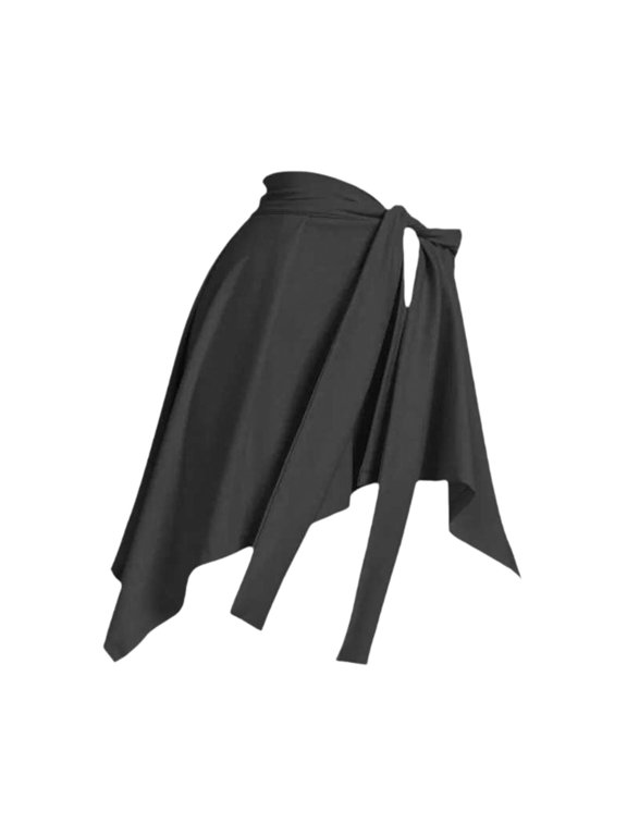 Women Yoga Ballet Wrap Skirt ,Black, Tennis Tie up Skirt for Athletic, Gym Dance
