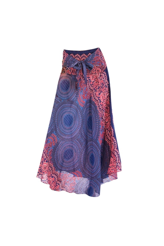 Women's Long Hippie Bohemian Skirt Gypsy Dress Boho Clothes Skirt - Blue, as