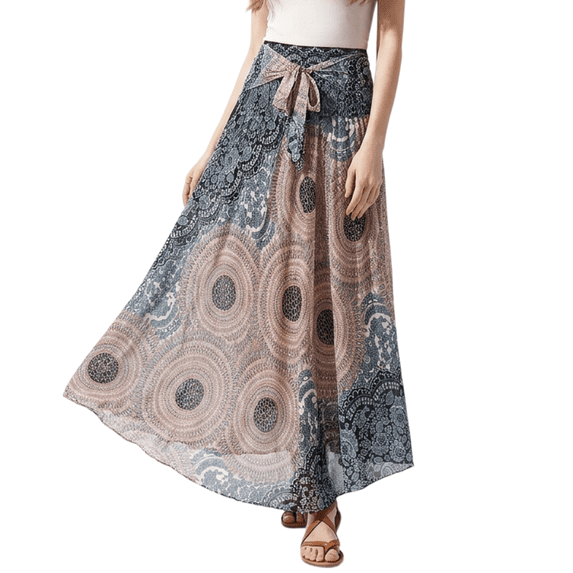 Wxqbjtam Women's Long Hippie Bohemian Skirt Gypsy Dress Boho Clothes Skirt White