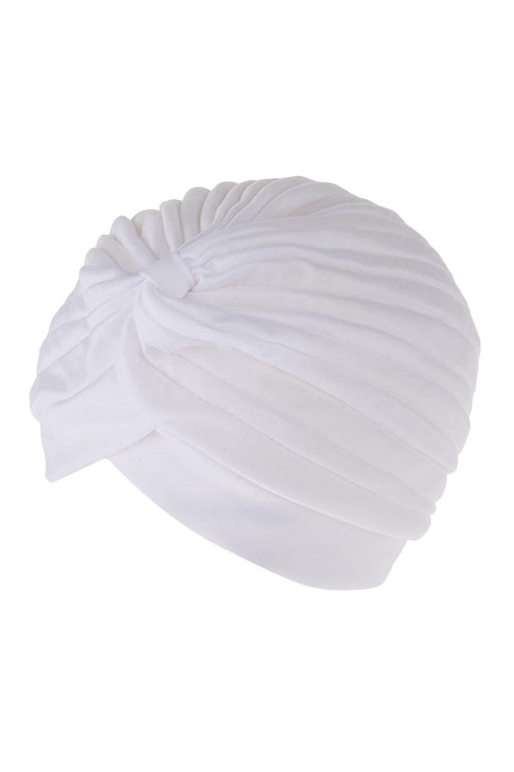 Women's Twisted Pleated Turban Hat Hijab Cap Head Wrap Chemo Indian White
