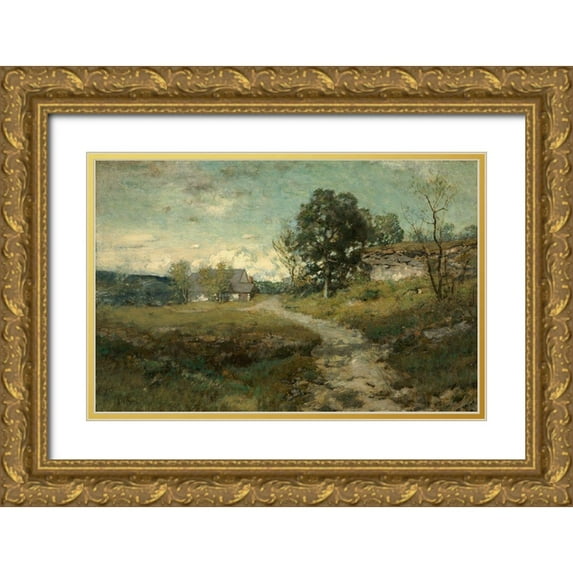 Wyant, Alexander H 24x17 Gold Ornate Wood Framed with Double Matting Museum Art Print Titled - Arkville Landscape