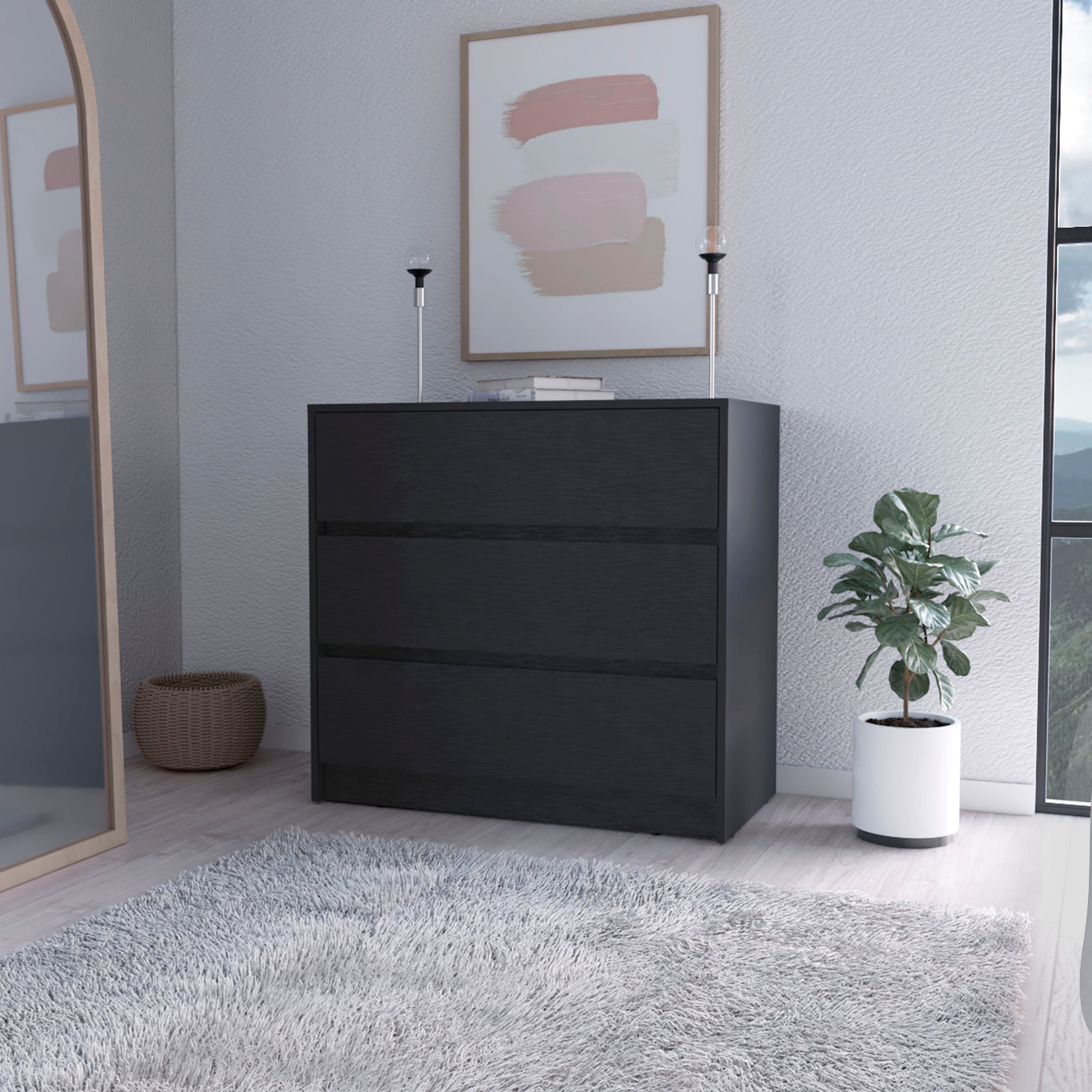 Wyatt Black 3-Drawer Dresser - Ample Storage and Stylish Design for ...