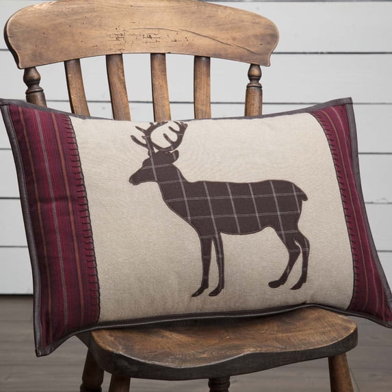 VHC Brands Wyatt Bedding Accessory, Pillow 14x22, Plaid Tan