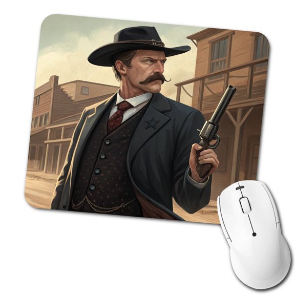 Wyatt Earp Frontier Gunslinger Mouse Pad Low Profile Gaming Mat