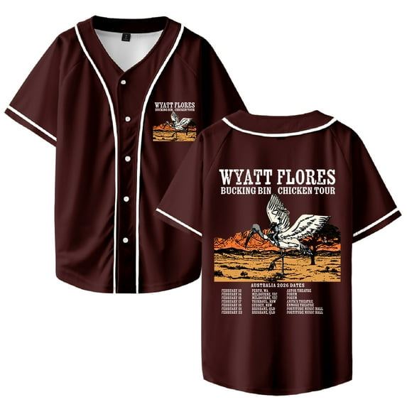 Wyatt Flores Bucking Bin Chicken Tour 2026 Merch Baseball Jersey V-Neck Shirt Women Men Short Sleeve Streetwear Clothes