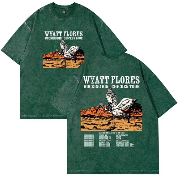 Wyatt Flores Bucking Bin Chicken Tour 2026 Merch Cotton T-Shirt Wash Tee Women Men Short Sleeve Crewneck Tee