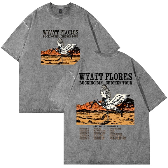 Wyatt Flores Bucking Bin Chicken Tour 2026 Merch Cotton T-Shirt Wash Tee Women Men Short Sleeve Crewneck Tee