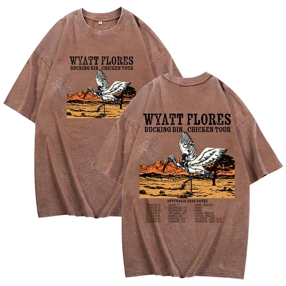 Wyatt Flores Bucking Bin Chicken Tour 2026 Merch T-Shirt Cotton Wash Tee Women Men Short Sleeve Crewneck Tee