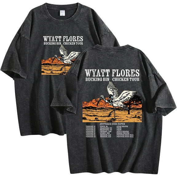 Wyatt Flores Bucking Bin Chicken Tour 2026 Merch T-Shirt Cotton Wash Tee Women Men Short Sleeve Crewneck Tee
