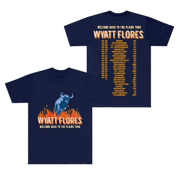 Wyatt Flores T-Shirts Welcome To The Plains Tour Merch Unisex Fashion Streetwear Short Sleeve Tee