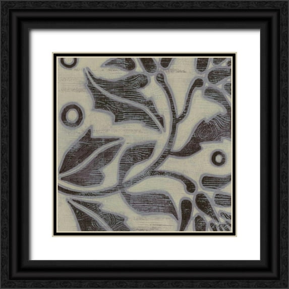 Wyatt Jr., Norman 12x12 Black Ornate Wood Framed with Double Matting Museum Art Print Titled - Iris Woodcut II