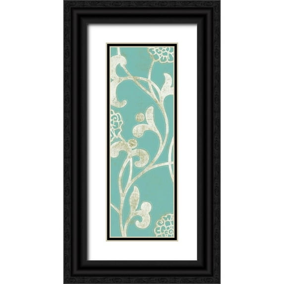Wyatt Jr., Norman 13x32 Black Ornate Wood Framed with Double Matting Museum Art Print Titled - 2-Up Teal Vine I