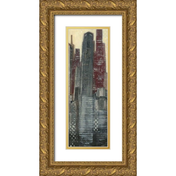Wyatt Jr., Norman 13x32 Gold Ornate Wood Framed with Double Matting Museum Art Print Titled - Urban Landscape I