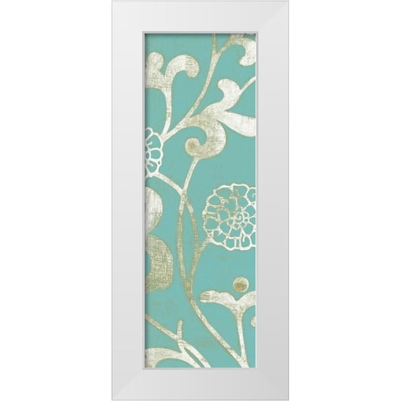 Wyatt Jr., Norman 13x32 White Modern Wood Framed Museum Art Print Titled - 2-Up Teal Vine II